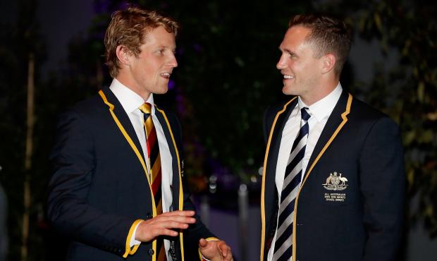 1_OF010916AT 3722.jpg What's that skip? Our mid-season captain and vice-captain at last year's Virgin Australia AFL All Australian Awards - AFL,All Australian,Clayton Oliver